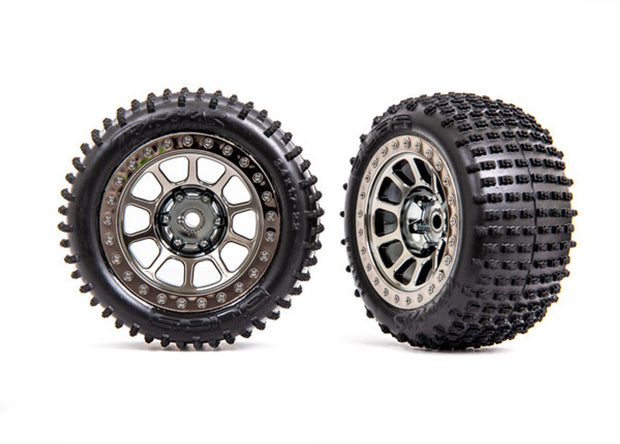 Tires and wheels, black chrome, assembled (2) (bandit rear medium compound)