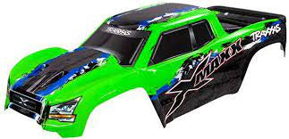 Body, X-Maxx®, Green (painted, decals applied) (assembled with front & rear body mounts, rear body support, and tailgate protector)