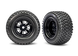 Tires & wheels, assembled, glued (Pro Scale® Sand Car Race black wheels, Gravix® tires, foam inserts) (rear) (1 left, 1 right)