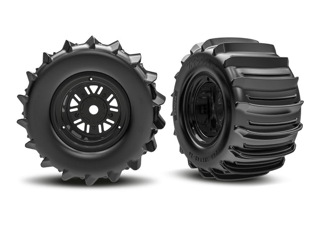 3.2" Funco Black Rear Wheels & Paddle Tires (2)
