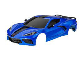Body, Chevrolet Corvette C8, blue (painted, decals applied)