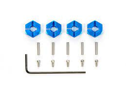 Tamiya Aluminum 6mm Clamp Type Wheel Hub Set (Blue)