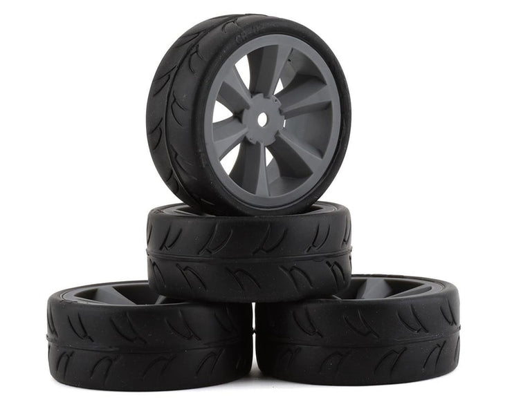 Gravity RC USGT Pre-Mounted GT Belted Rubber Tires w/GT Wheel (Grey) (4)