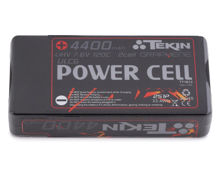 Tekin Power Cell 2S Hard Case ULCG Shorty 120C Graphene LiPo Battery (7.6V/4400mAh) w/5mm Bullets