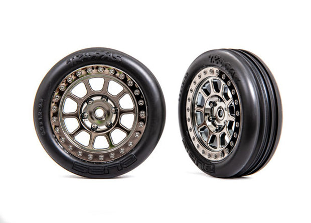 Traxxas black chrome front wheels (2) (bandit)