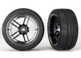 8374 Traxxas 4-Tec 2.0 1.9" Response X-Tra Wide Rear Pre-Mounted Tires w/Split-Spoke Wheels (black chrome) (2)