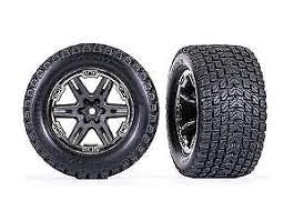 Tires & wheels, assembled, glued (2.8') (RXT black wheels, Gravix tires, foam inserts) (2) (TSM rated) and