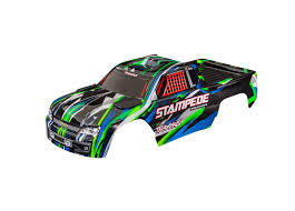 Body, stampede 4x4/2wd painted Green Clipless