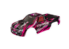 Body, stampede 4x4/2wd painted pink Clipless