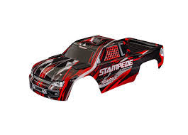 Body, stampede 4x4/2wd painted RED Clipless