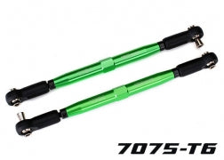 Toe links, X-Maxx® (TUBES green-anodized, 7075-T6 aluminum, stronger than titanium) (157mm) (2)/ rod ends, assembled with steel hollow balls (4)/ aluminum wrench, 10mm (1)