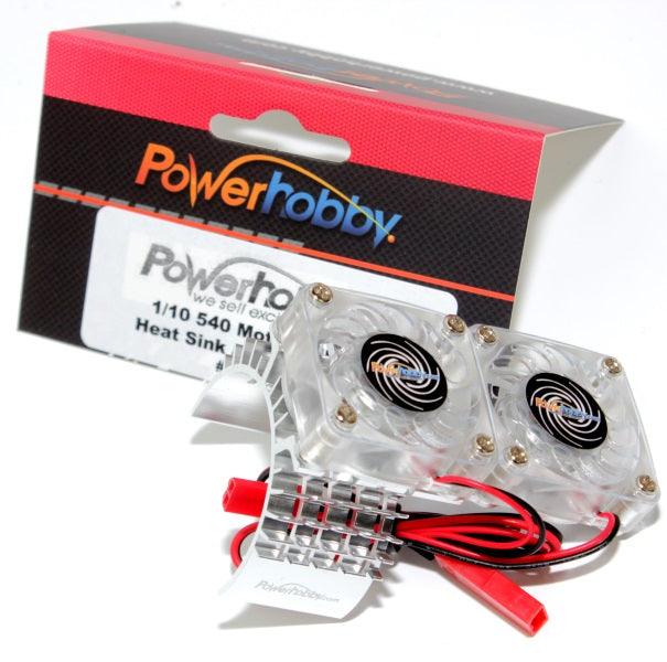 Powerhobby Aluminum Motor Heatsink Twin Dual Cooling Fan SILVER  Traxxas Slash 4x4