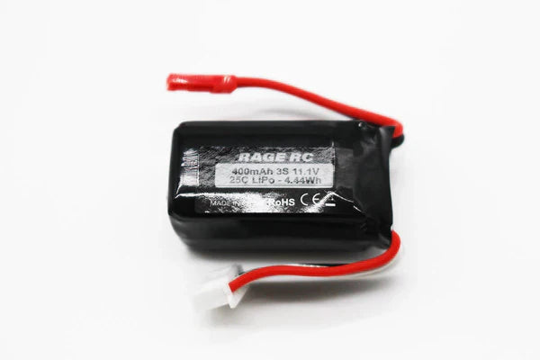 Rage RC 3S 11.1V 400mAh LiPo w/JST Connector; P-51D BL - RGRA1632