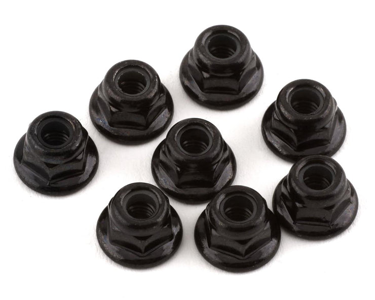 Set Nuts, 3mm Nylon Locking, Flanged Black (8)