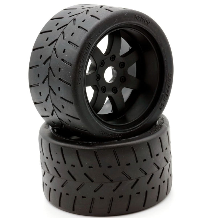 Powerhobby 1/8 Gripper 50/100 Belted Mounted Tires 17mm Black Wheels