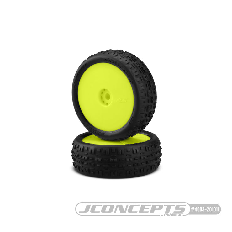 JConcepts Pink Compound yellow Carpet Mini-B Tires Mounted Wheels (2) Front