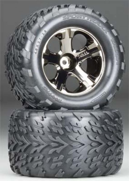Tires & wheels, assembled, glued (2.8') (All-Star chrome wheels, Talon tires, foam inserts) (nitro rear/ electric front) (2) (TSM rated)