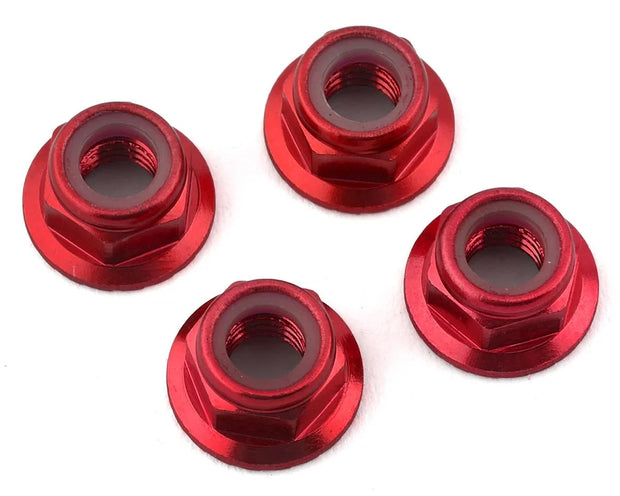 Traxxas 5mm Aluminum Flanged Nylon Locking Nuts (Red) (4)