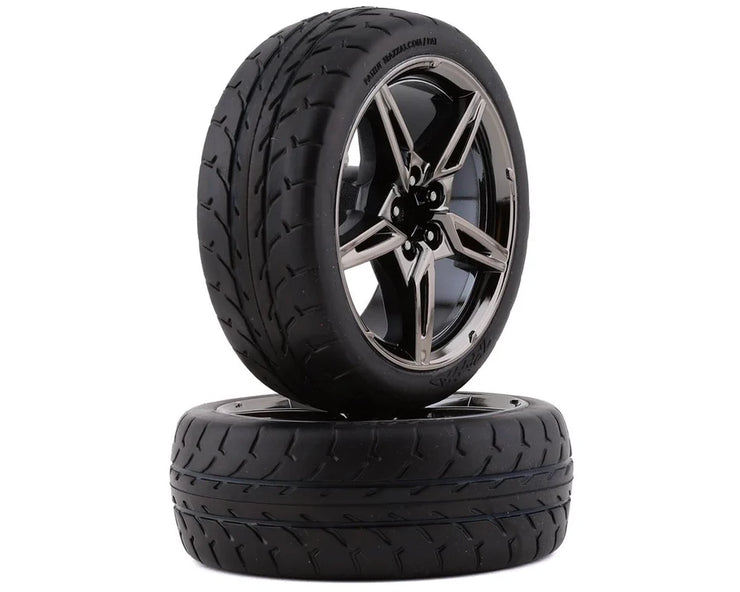 Traxxas 1.9" Response Pre-Mounted Front Tires w/Split-Spoke Wheels (Black Chrome)(extra wide rear) (2)