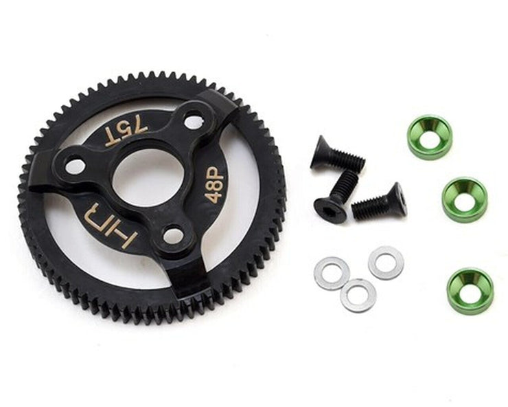 Hot Racing hardened steel spur gear 75t 48p green - TRAXXAS