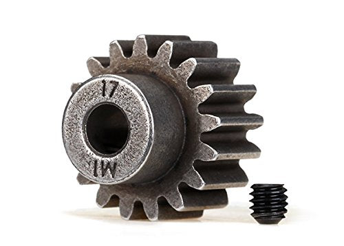 Gear, 17-T pinion (1.0 metric pitch) (fits 5mm shaft)/ set screw (compatible with steel spur gears)