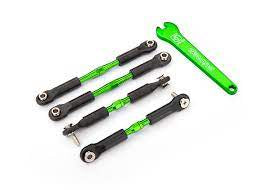 Turnbuckles, aluminum (Green-anodized), camber links, front, 39mm (2), rear, 49mm (2) (assembled w/ rod ends & hollow balls)/wrench