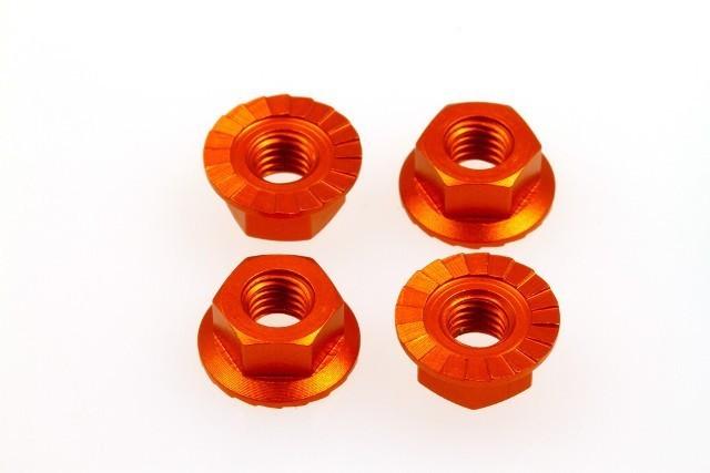 Hiro Seiko 4mm Serrated Wheel Nut (4pcs Orange)