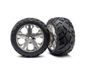 Tires & wheels, assembled, glued (All Star chrome wheels, Anaconda® tires, foam inserts) (2WD electric rear) (1 left, 1 right)