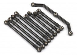 Suspension link set, complete (front & rear) (includes steering link (1), front lower links (2), front upper links (2), rear lower links (4)) (assembled with hollow balls)
