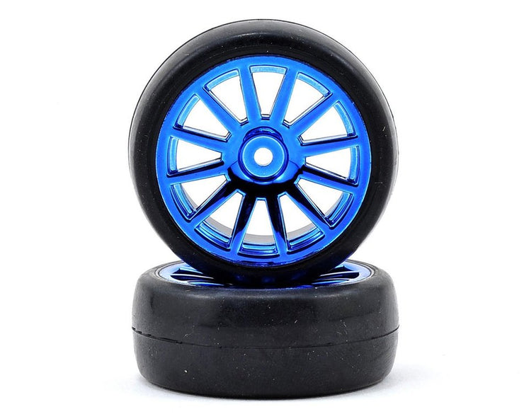 Traxxas LaTrax Pre-Mounted Slick Tires & 12-Spoke Wheels (Blue Chrome) (2)