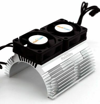 Power Hobby Heat Sink w Twin Turbo High Speed Cooling Fans 1/8 Motors-Silver