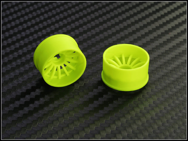 PN Racing Machine Cut 16 Spoke Rear Wheels R2 Yellow  (1 pair) 2WD