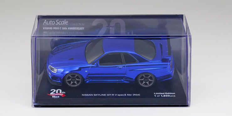 Mini-Z AutoScales Collection Skyline R34 Chrome Blue 20th Anniversary