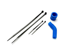 Pipe coupler, molded (blue)/ exhaust deflecter (rubber, blue)/ cable ties, long (2)/ cable ties, short (2)
