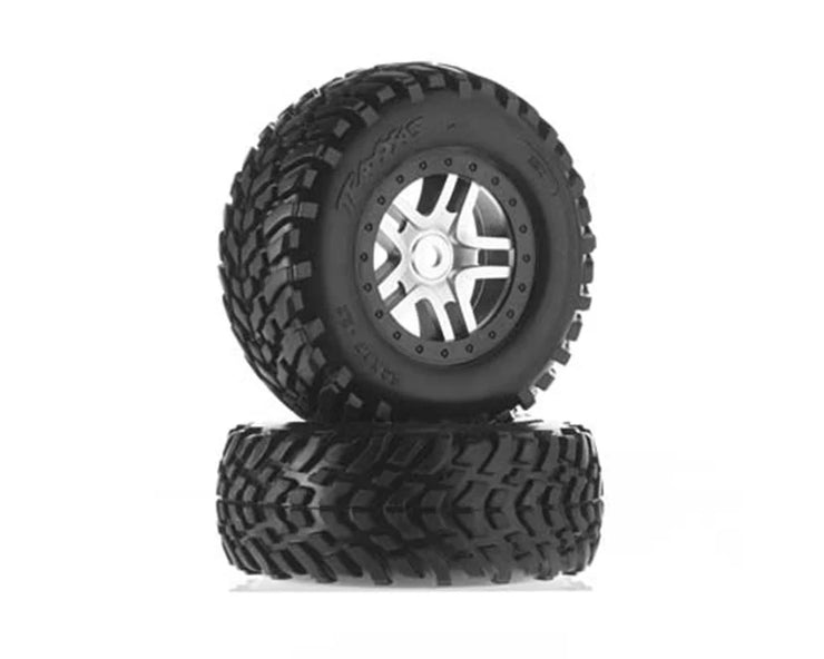 Traxxas Pre-Mounted SCT Tires w/Split Spoke Wheel (Satin Chrome) (S1 Compound) w/12mm Hex