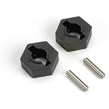 Wheel hubs, hex (tall offset, Rustler®/Stampede® front) (2)/ axle pins (2.5x10mm) (2)