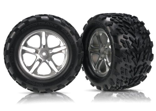 Tires & wheels, assembled, glued (Split-Spoke satin-finish wheels, Talon tires, foam inserts) (2) (fits Maxx® w/sealed pivot ball suspension & Revo®)