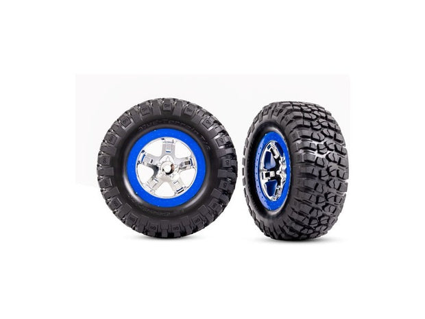 Traxxas BFGoodrich KM2 Tire & Wheels (2) (Rear) (Blue) (Standard)