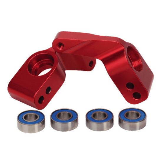 Stub axle carriers, Rustler®/Stampede®/Bandit (2), 6061-T6 aluminum Red-anodized)/ 5x11mm ball bearings (4)