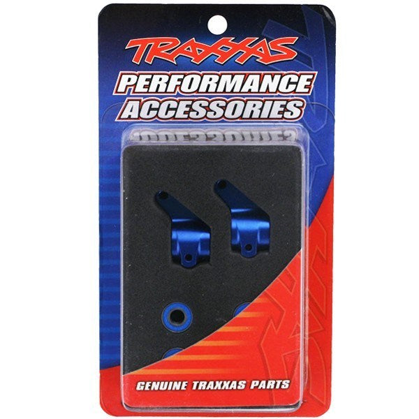 Steering blocks, Rustler®/Stampede®/Bandit (2), 6061-T6 aluminum (blue-anodized)/ 5x11mm ball bearings (4)