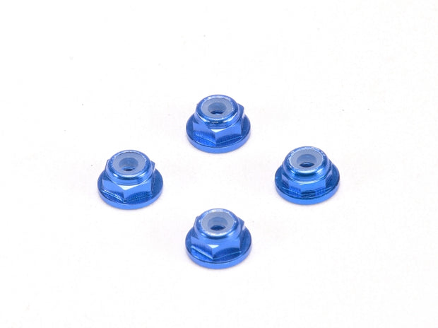 PN Racing Mini-z Alm. 2mm Flanged Wheel lock nut - blue