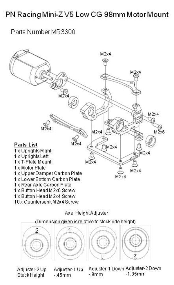 Racing mini-z V5 LCG 98mm motor mount (Blue)