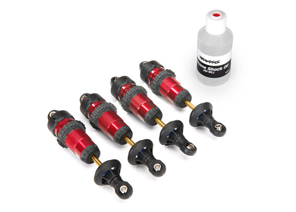 Shocks, GTR aluminum, red-anodized (fully assembled w/o springs) (4)