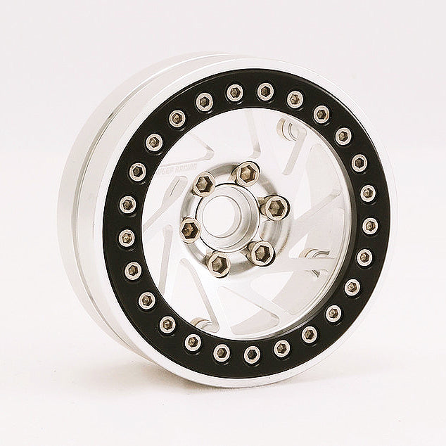 Sweep Spiral Aluminum Beadlock wheels 1.9”Silver/Black (2 wheels)