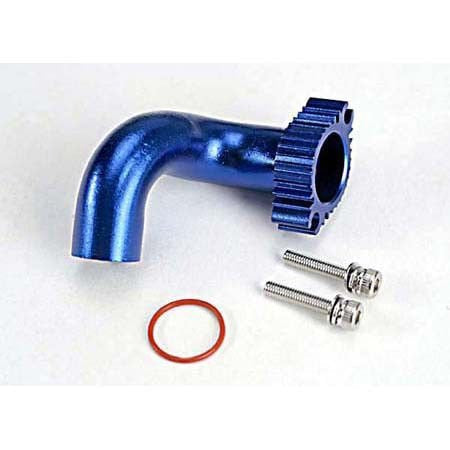 Header, blue-anodized aluminum (for rear exhaust engines only) (TRX® 2.5, 2.5R, 3.3)