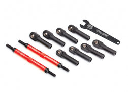 Toe links, E-Revo® VXL (TUBES red-anodized, 7075-T6 aluminum, stronger than titanium) (144mm) (2)/ rod ends, assembled with steel hollow balls (8)/ aluminum wrench, 10mm (1)