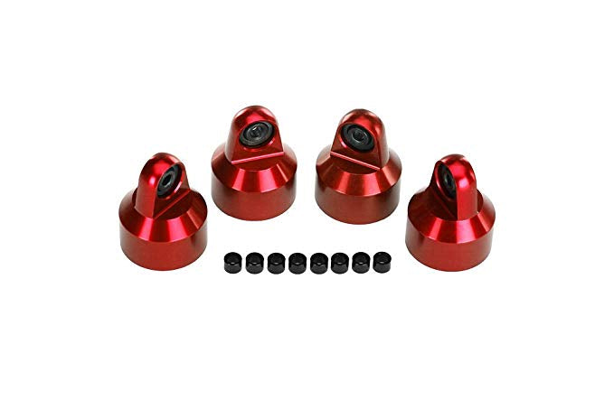 Shock caps, aluminum (red-anodized), GTX shocks (4)/ spacers (8)