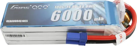 Gens ace 6000mAh 4S1P 14.8V 100c LiPo Battery EC5 plug