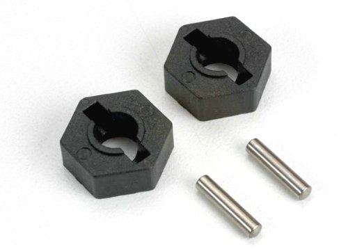 Wheel hubs, hex (2)/ axle pins (2.5x12mm) (2) steel