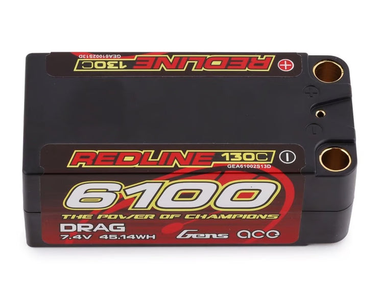 Gens ace Redline 6100mah 7.6V 130C 2S2p Hardcase LiPo Drag Battery pack 8.0mm bullet